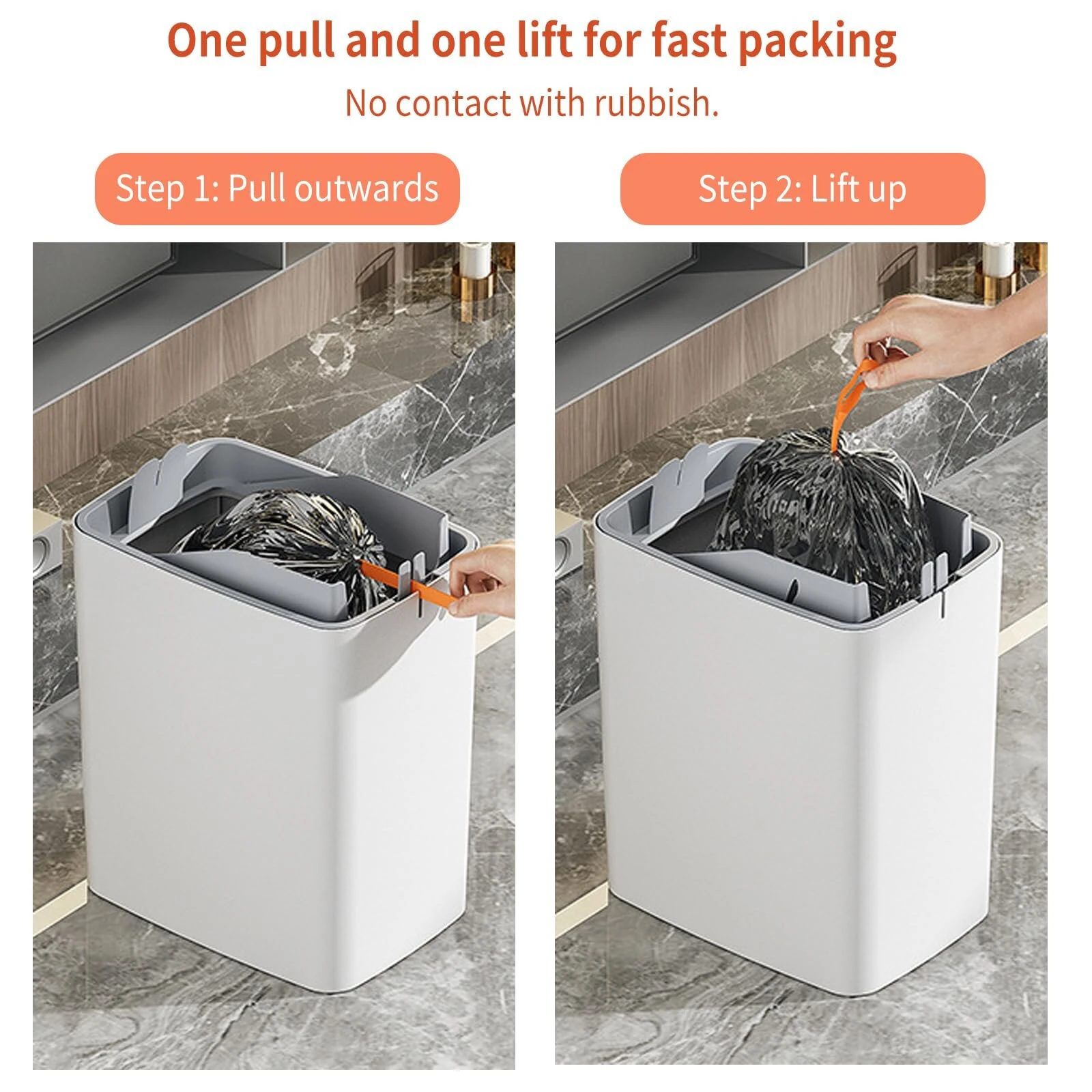 (image for) 15L Automatic Trash Can with Smart Sensor Easy Fast Packing Non-contact Trash Can with Lid Waterproof Sensor Trash Can for Kitchen Bathroom Office