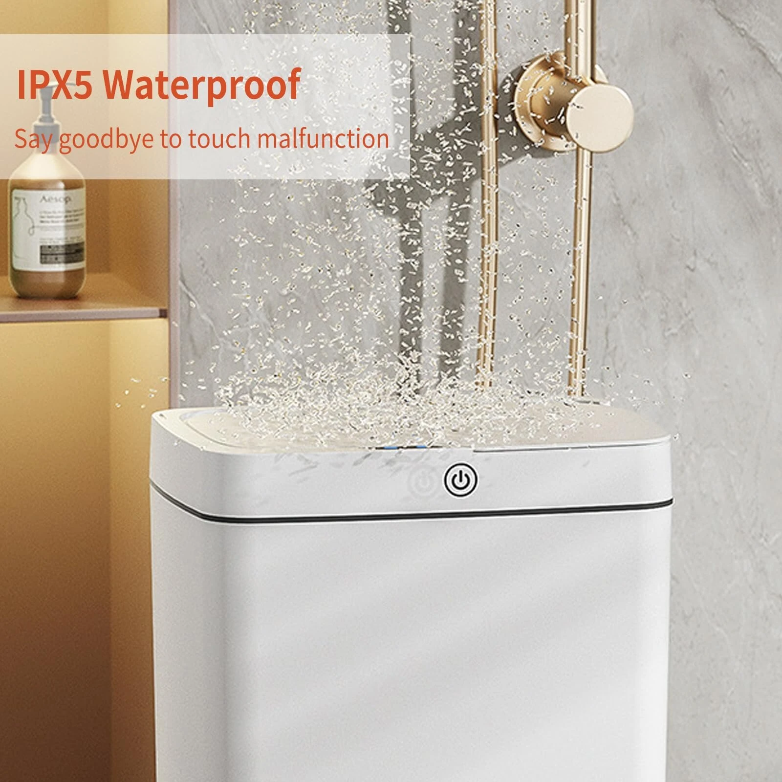 (image for) 15L Automatic Trash Can with Smart Sensor Easy Fast Packing Non-contact Trash Can with Lid Waterproof Sensor Trash Can for Kitchen Bathroom Office