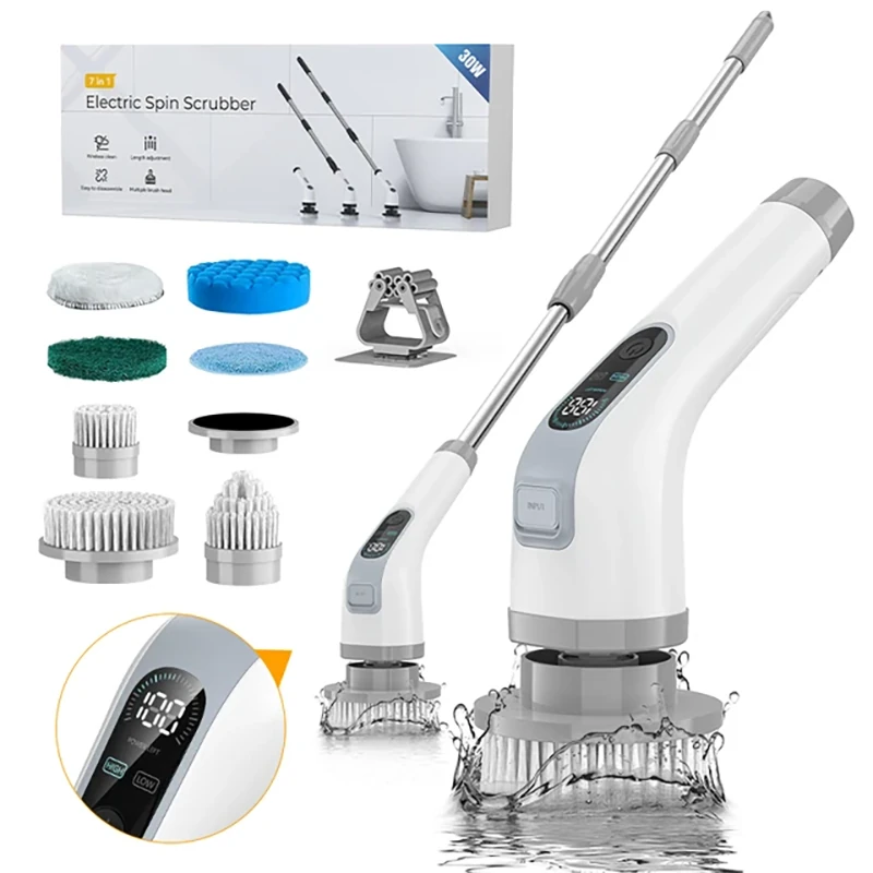 (image for) Cordless Electric Cleaning Brush Cordless Handheld Shower Washer Rotating Cleaner Multi-function Cleaner IP67 Waterproof