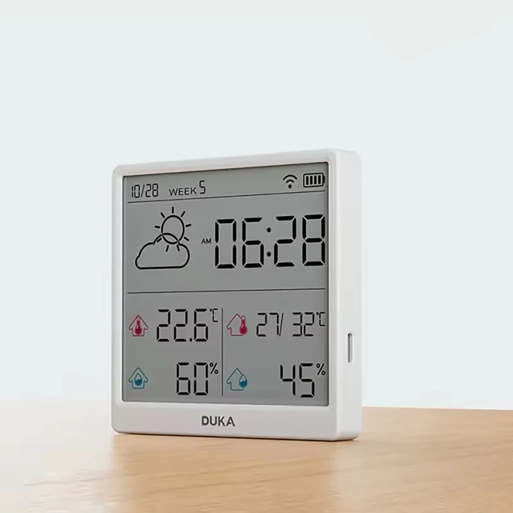 (image for) DUKA LCD Wireless Smart Home WIFI Temperature and Humidity Weather Sensor Rechargeable Indoor Clock Hygrometer Mini Digital Thermometer